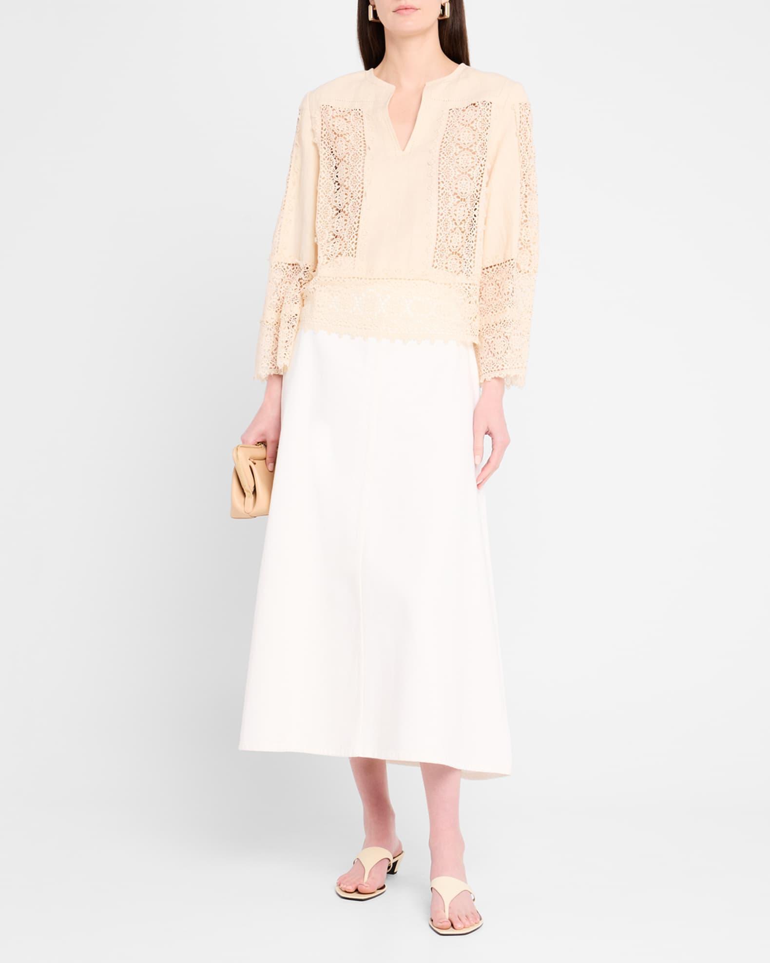 Donna Lace Inset Linen-Cotton Blouse Product Image