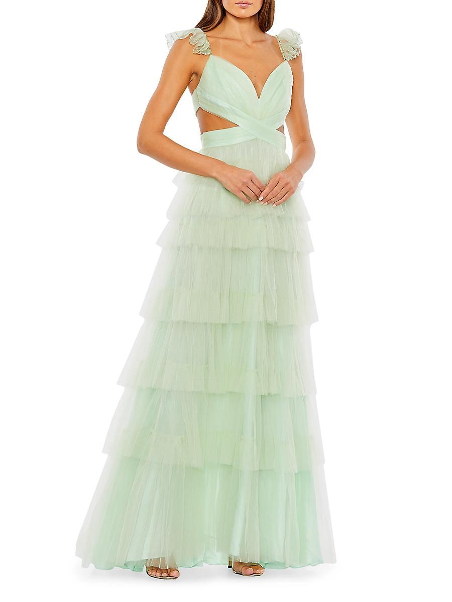 Womens Tiered Cut-Out Gown Product Image