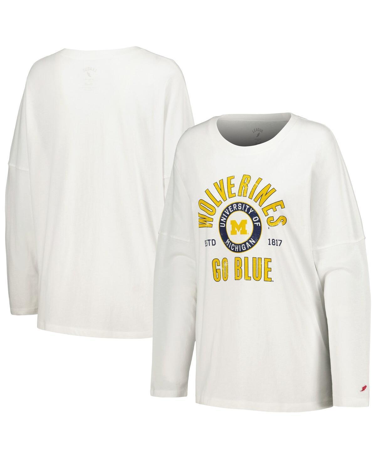 Women's League Collegiate Wear White Michigan Wolverines Clothesline Oversized Long Sleeve T-Shirt, Size: Medium Product Image