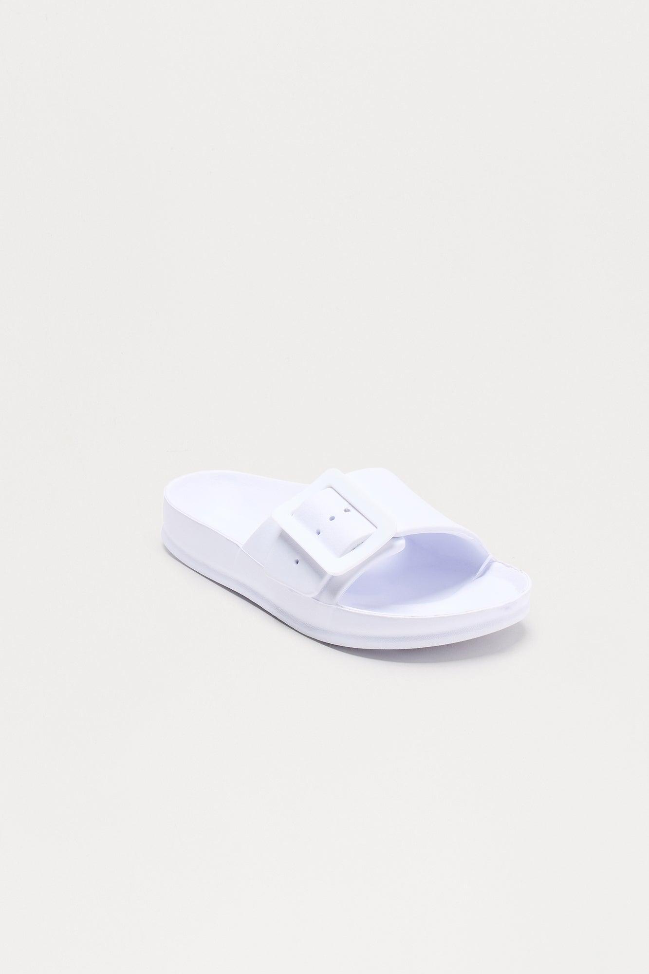 Roi Buckle Slides - White Product Image