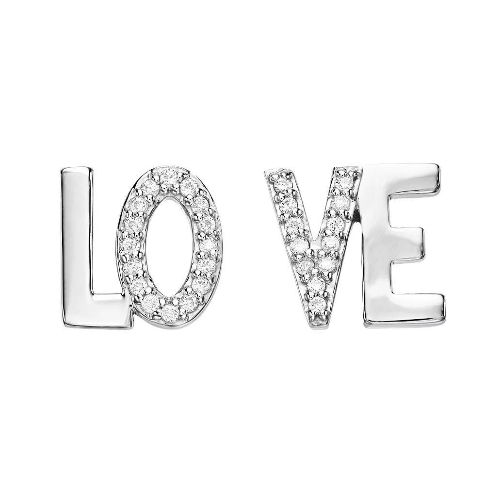 Simply Vera Vera Wang Sterling Silver 1/10 Carat T.W. Diamond "LO-VE" Stud Earrings, Women's Product Image