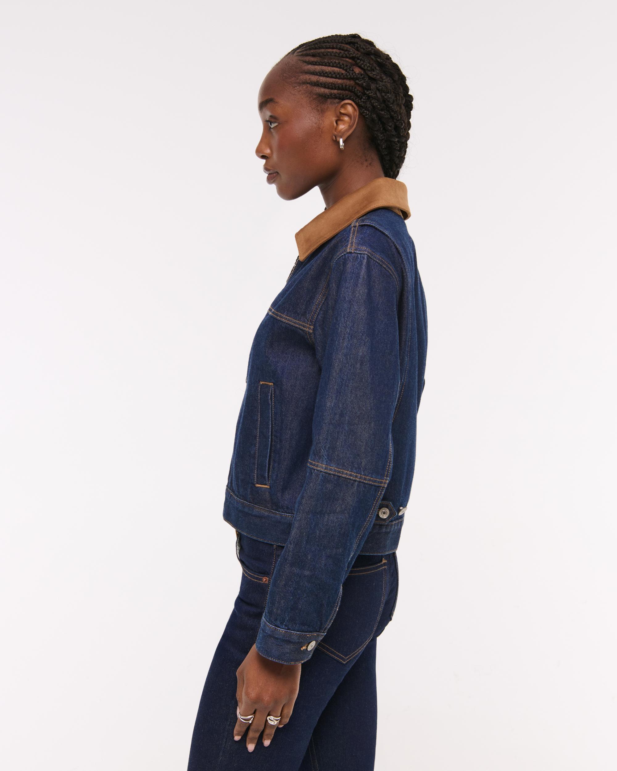 Denim Zip-Up Jacket Product Image