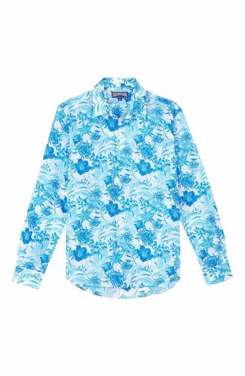 Vilebrequin Unisex Cotton Voile Lightweight Shirt Tahiti Flowers in Blanc at Nordstrom, Size Large Product Image
