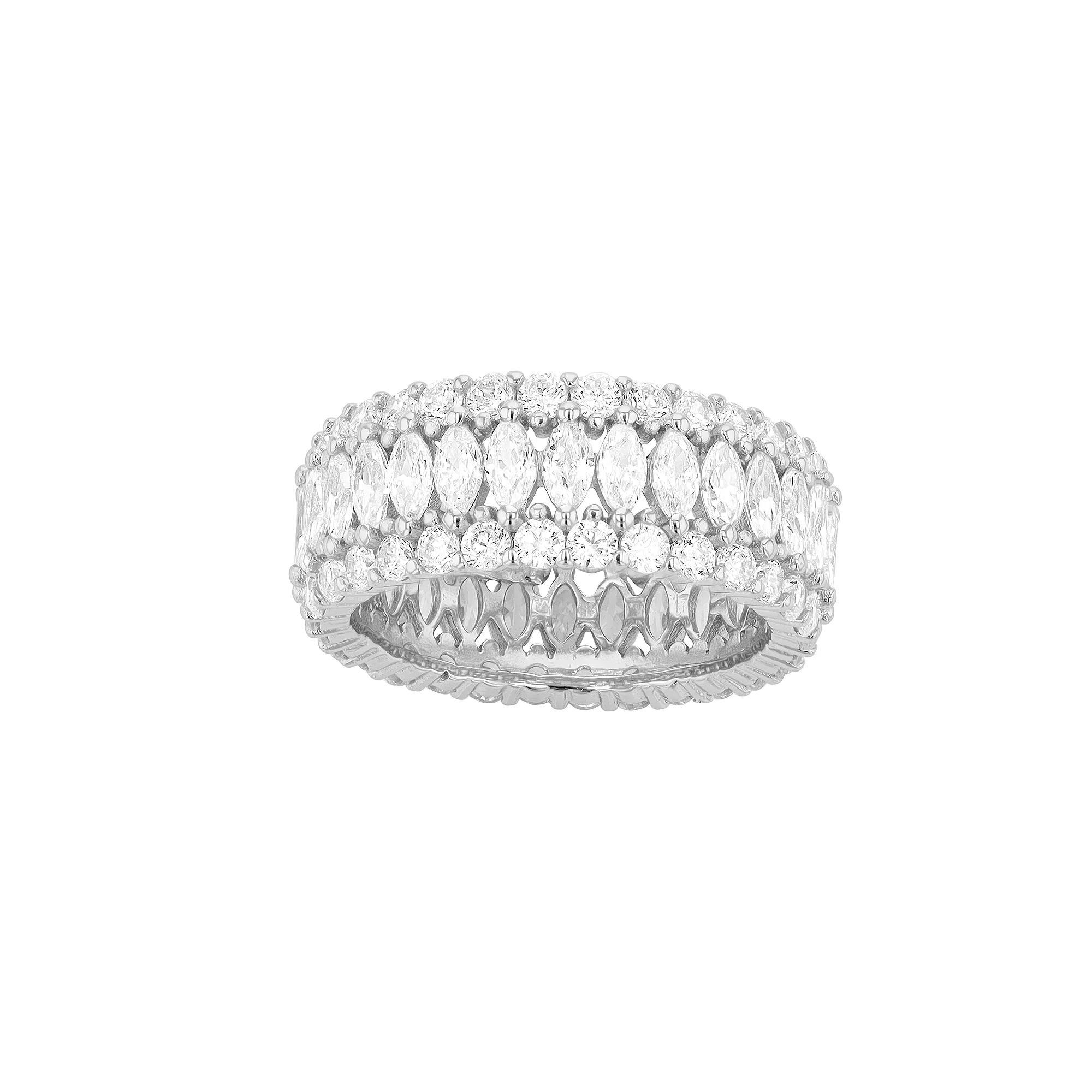 Sterling Silver Cubic Zirconia Triple-Row Eternity Ring, Women's, Size: 8 Product Image