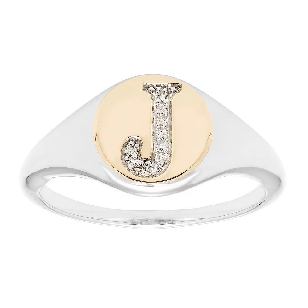 It's Personal 14k Gold Over Sterling Silver Diamond Accent Initial Signet Ring, Women's, Size: 5, Two Tone J Product Image