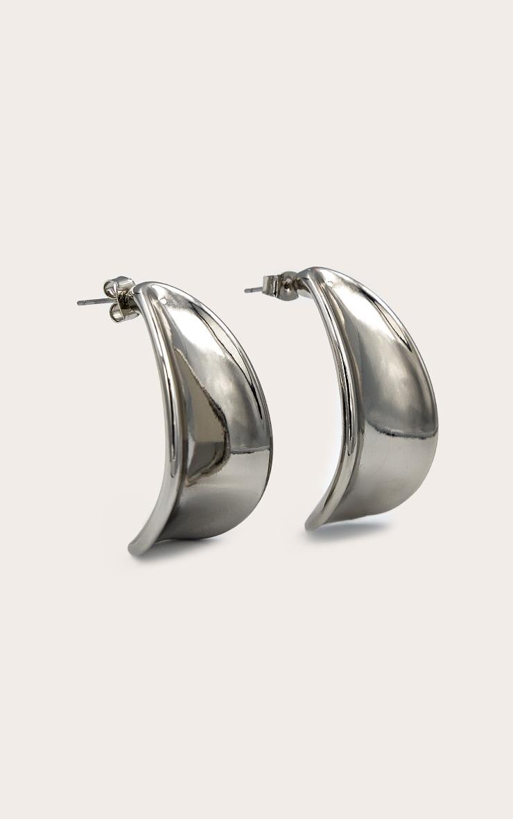Silver Curve Statement Earrings Product Image