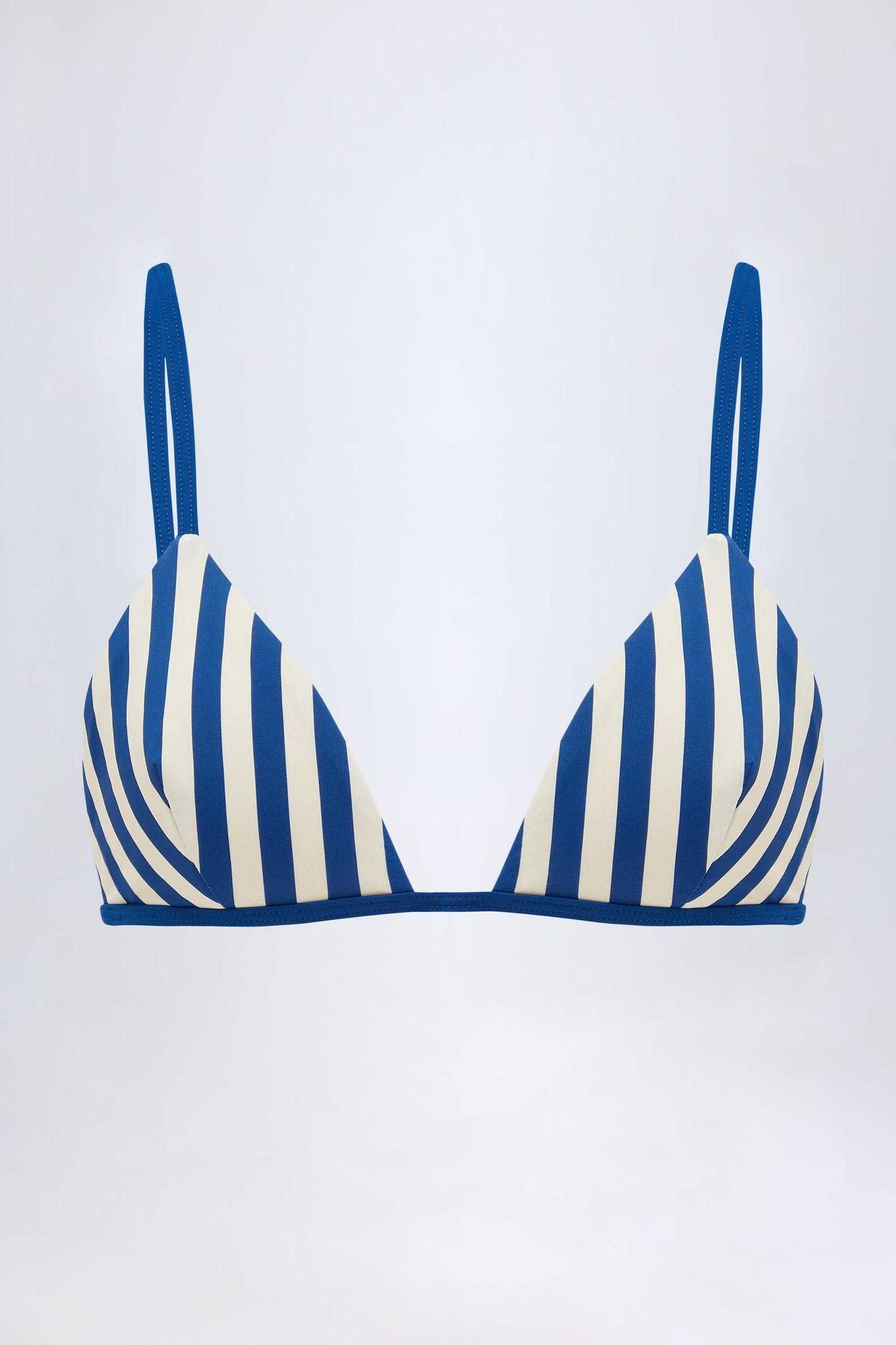 Triangle Bikini Top in Marine Blue Stripe Product Image