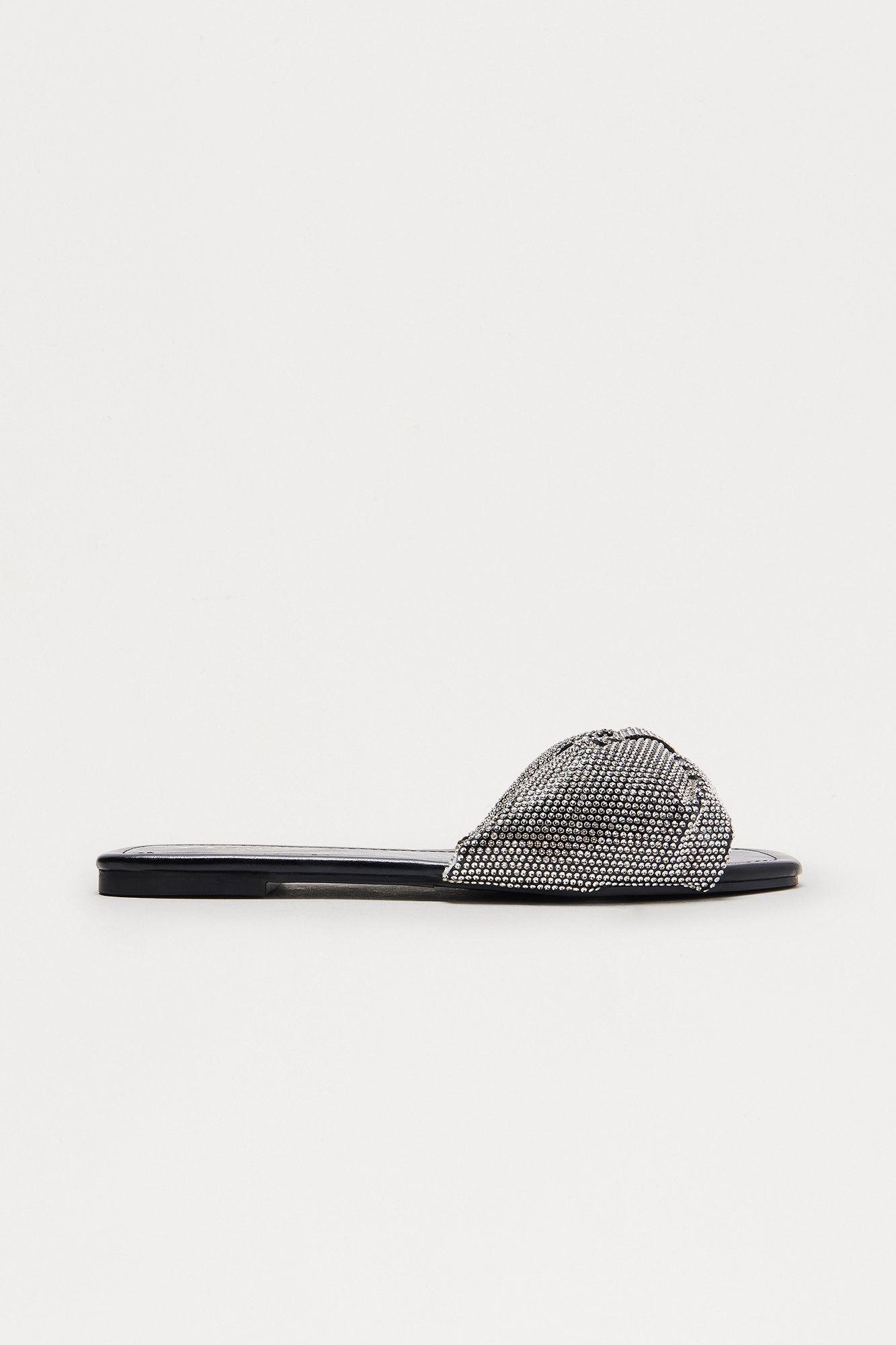 Idra Rhinestone Slip On Sandals - Black Product Image
