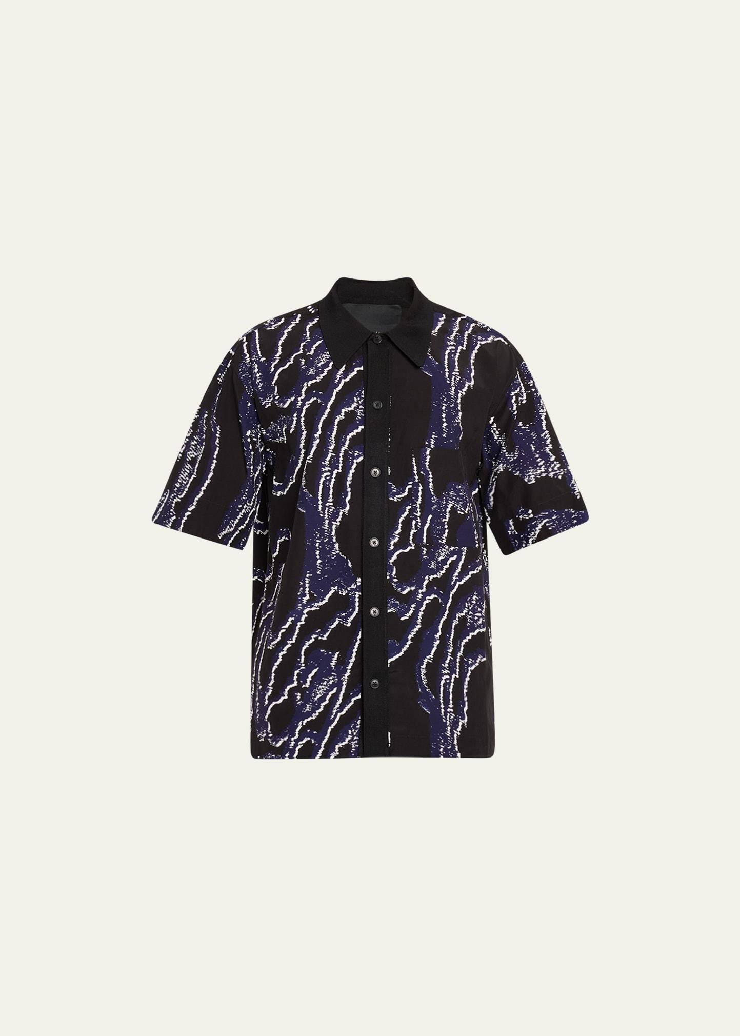 Mens Wood Grain-Print Sport Shirt Product Image
