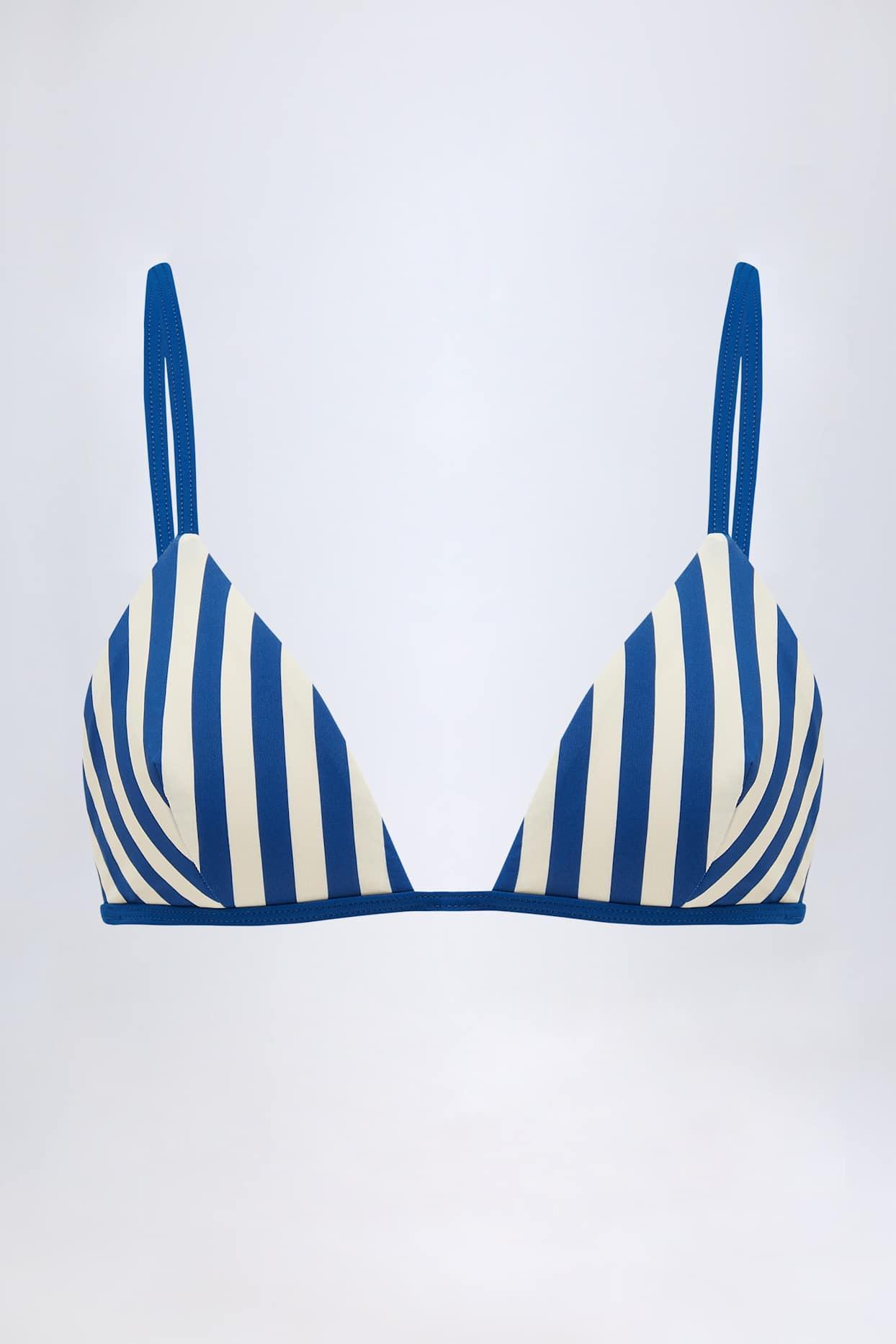 Triangle Bikini Top in Marine Blue Stripe Product Image