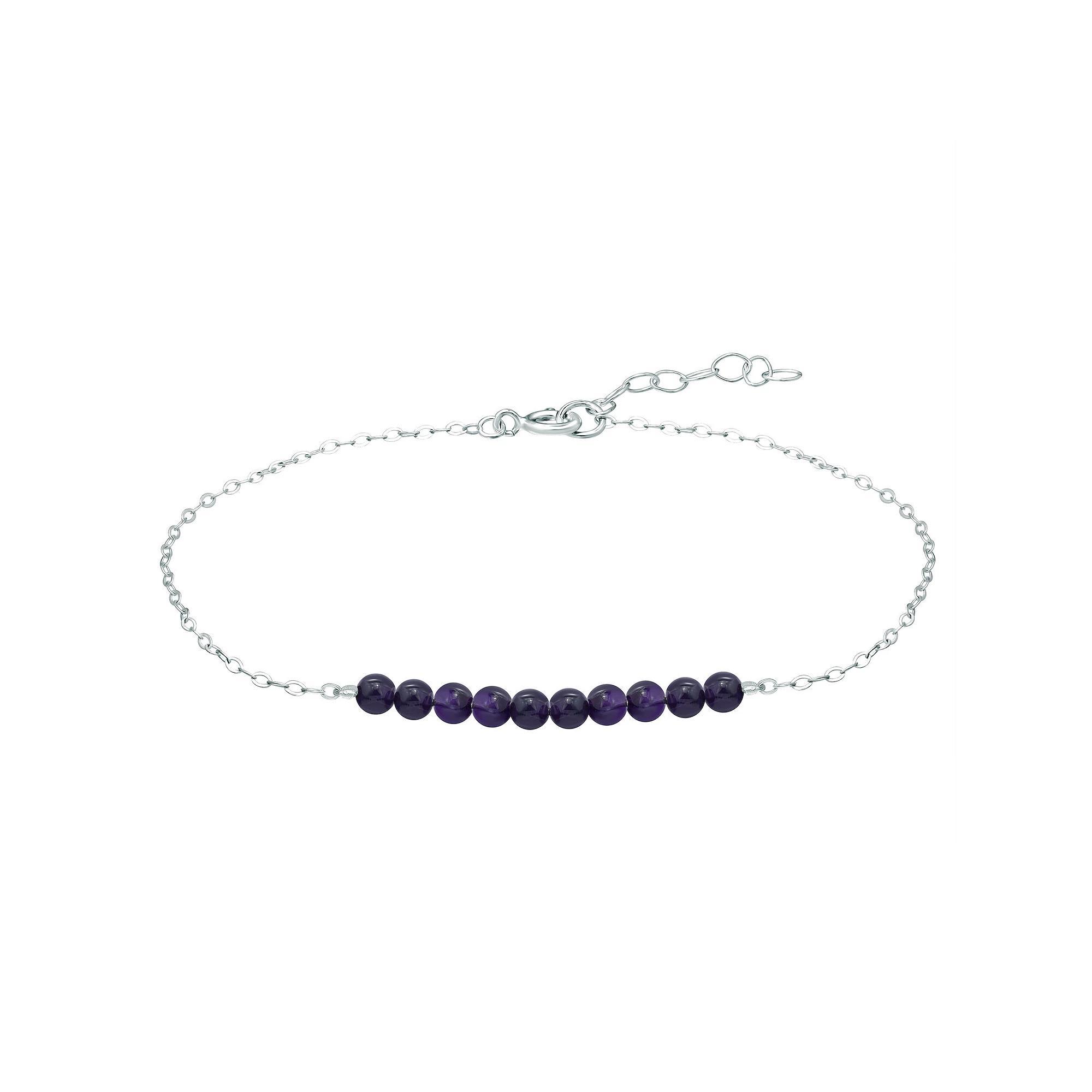 Aleure Precioso Sterling Silver Beaded Anklet, Women's, Size: 9", Purple Product Image