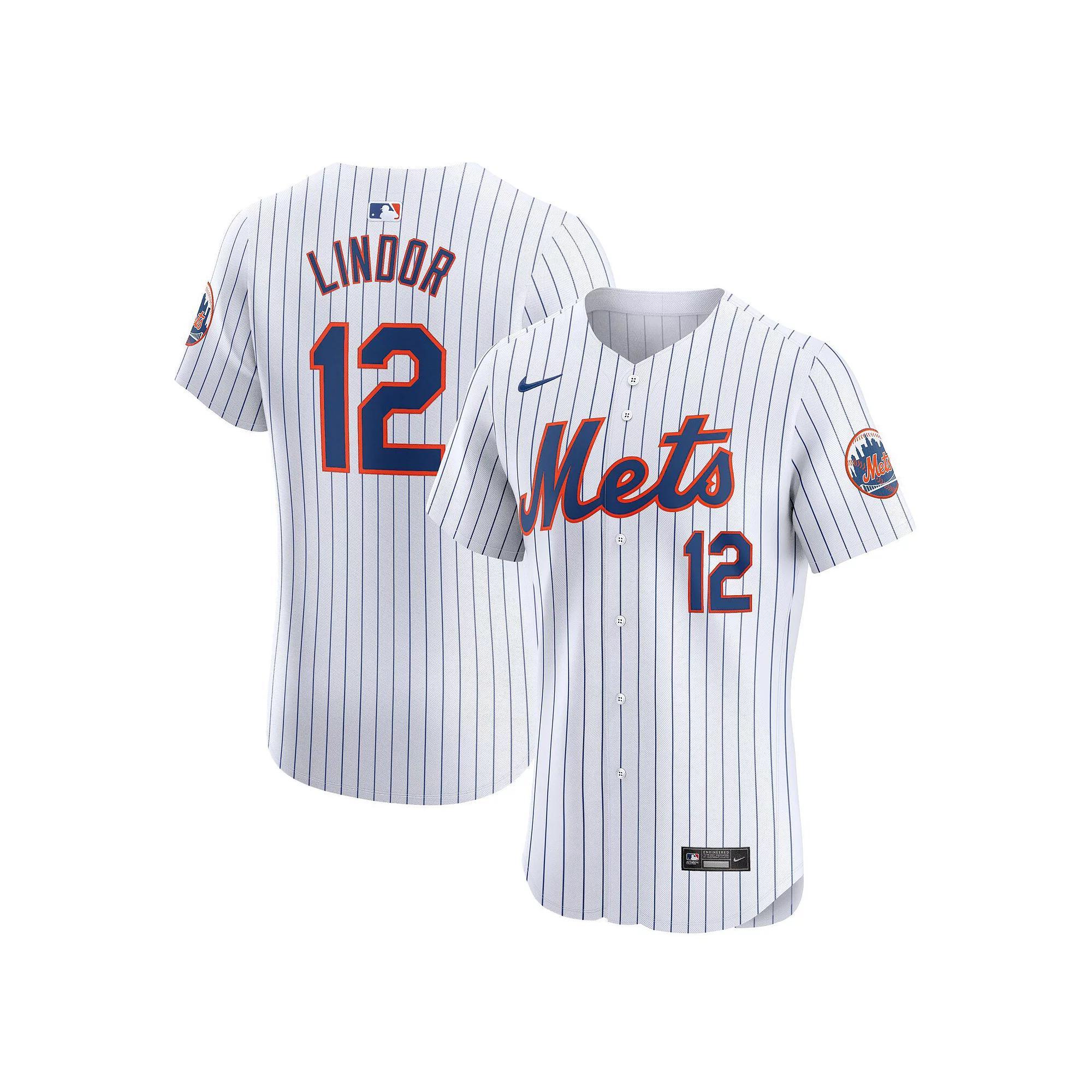 Men's Nike Francisco Lindor White New York Mets Home Elite Jersey, Size: 48 Product Image