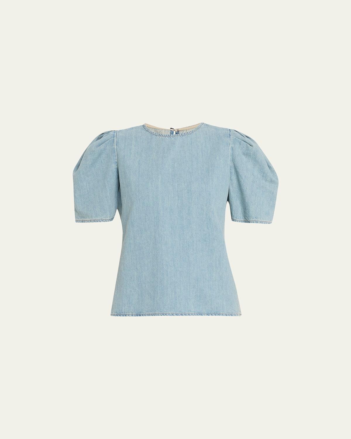 Womens Sonder Denim Puff-Sleeve Blouse Product Image