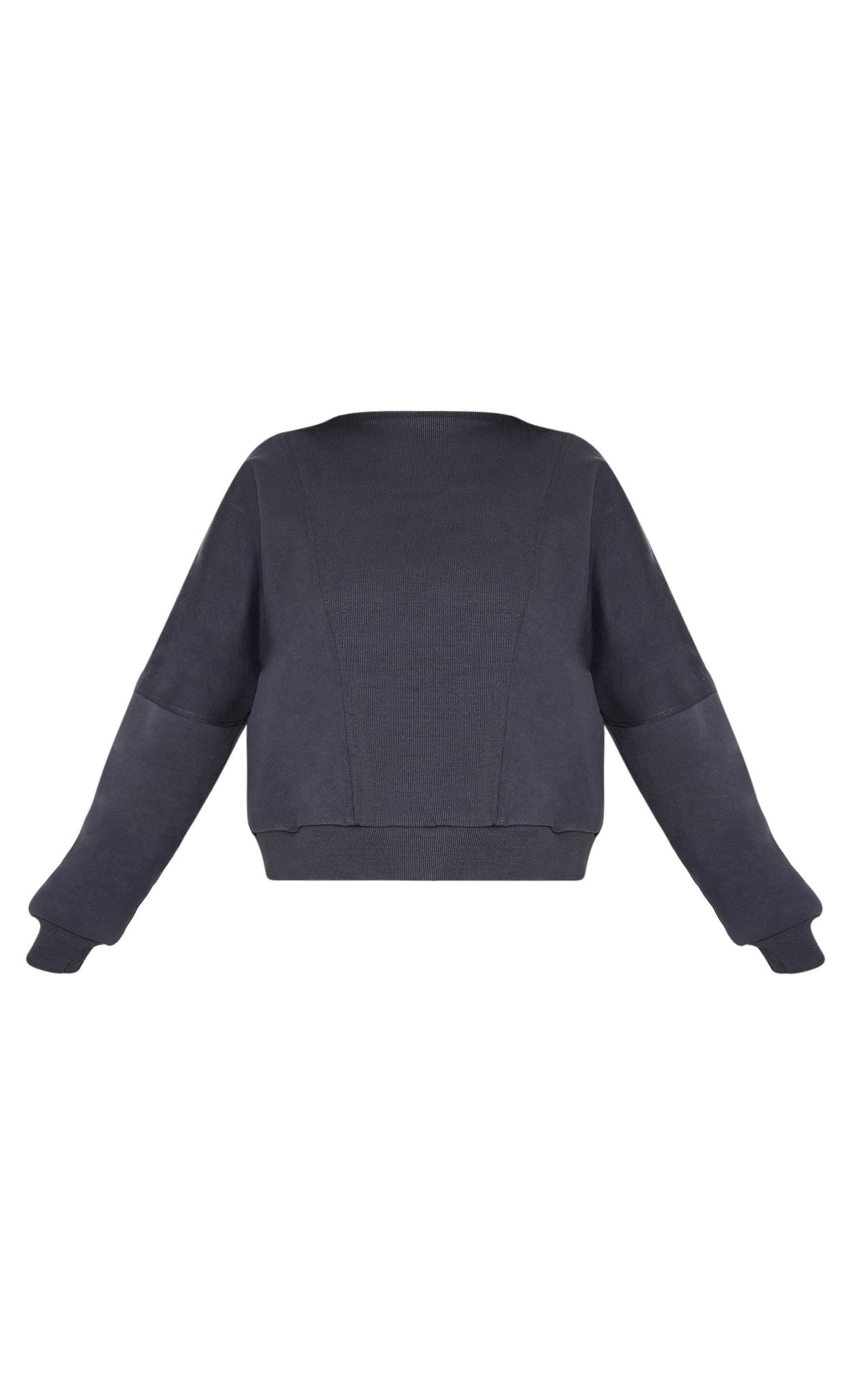 Charcoal Oversized Ribbed Panel Sweatshirt Product Image