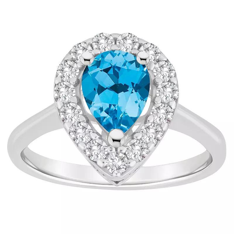 Celebration Gems Sterling Silver Pear Shape Gemstone Halo Ring, Womens Citrine Product Image