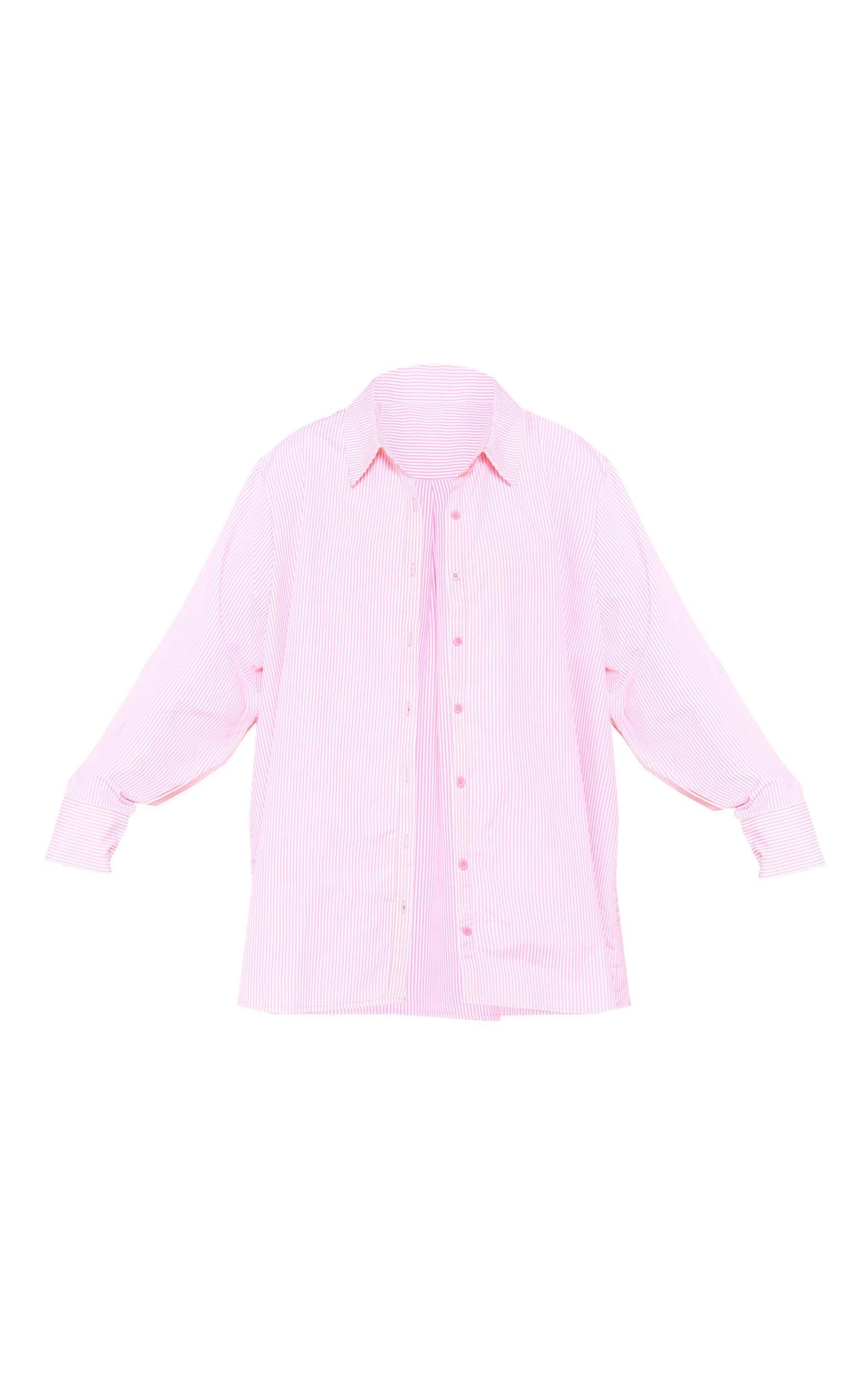 Pink Striped Oversized Cotton Shirt Product Image