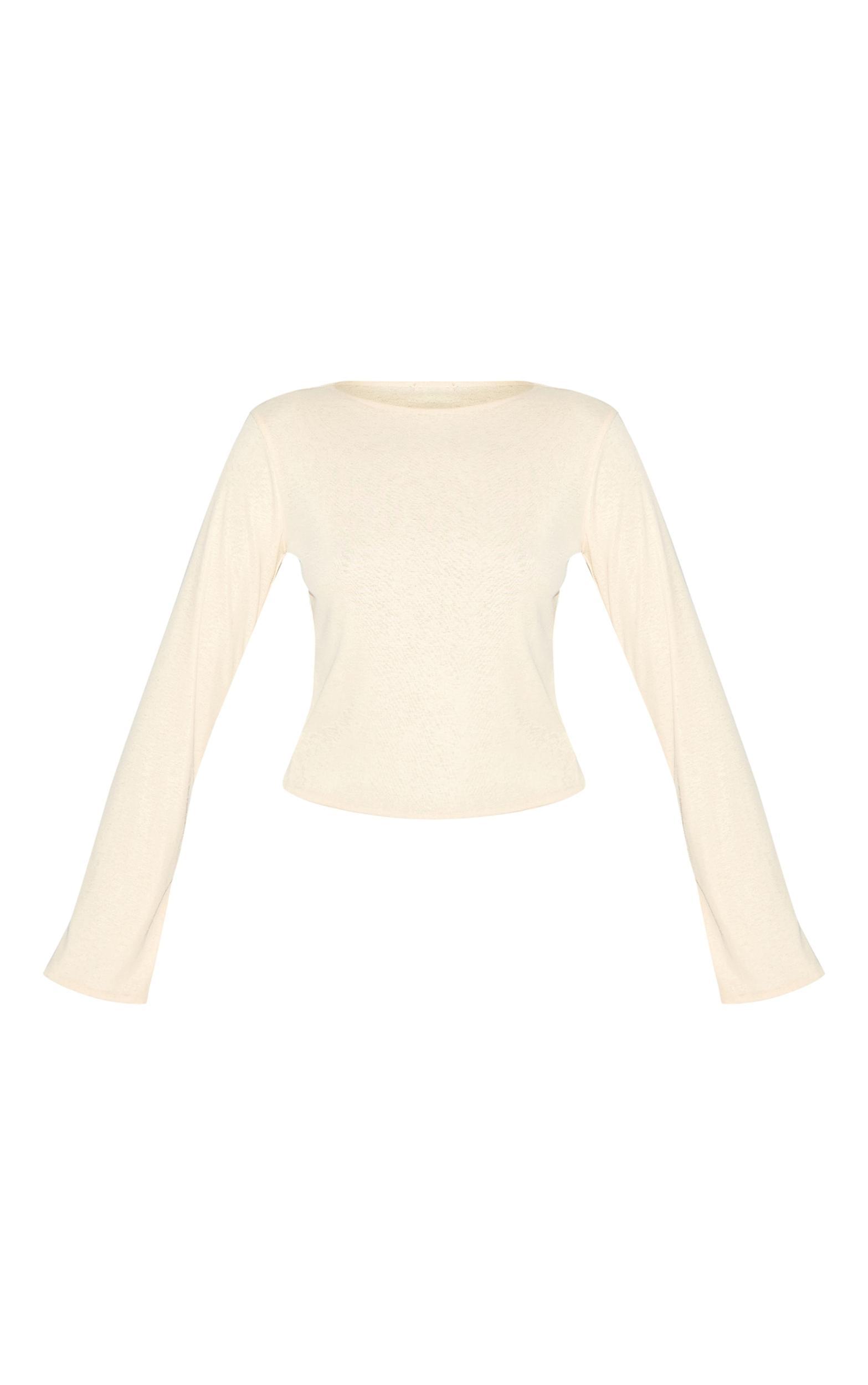 Almond Onion Skin Boatneck Flute Sleeve Long Top Product Image