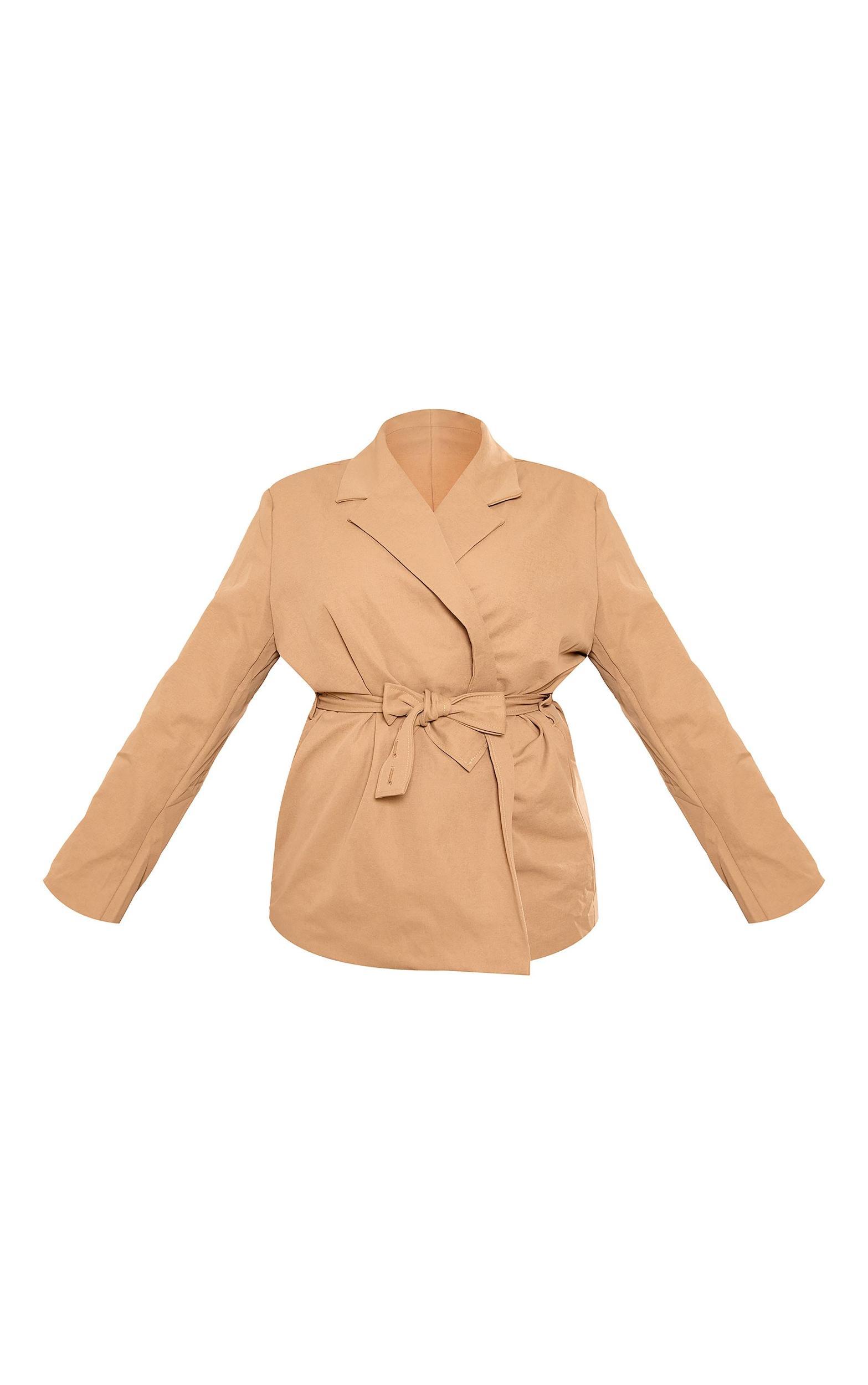 Plus Sand Belted Waist Blazer Product Image
