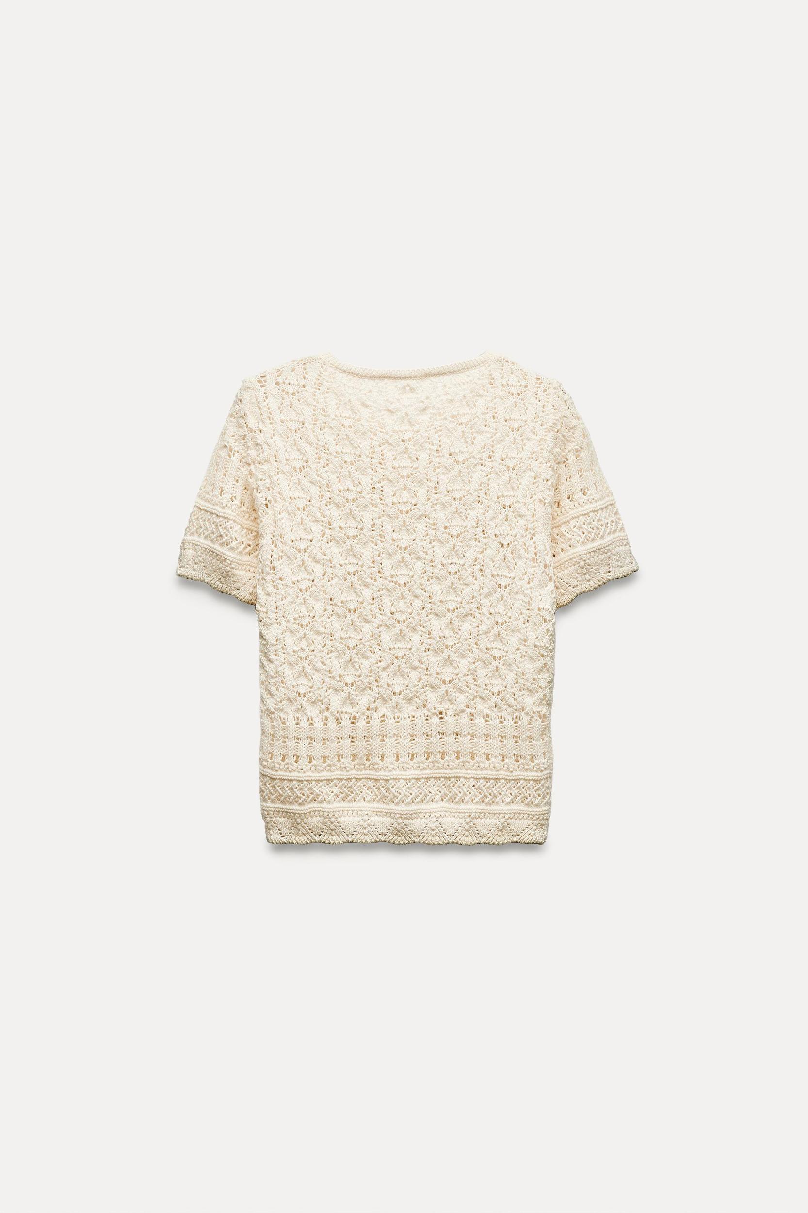 POINTELLE KNIT CARDIGAN WITH PEARL BUTTONS Product Image