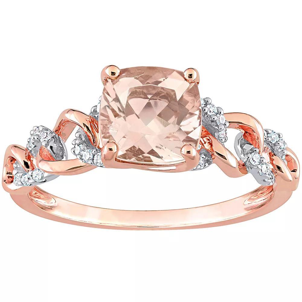 Stella Grace 10k Two-Tone Gold Morganite & 1/10 Carat T.W. Diamond Link Ring, Women's, Size: 6, 10k Rose Gold Product Image