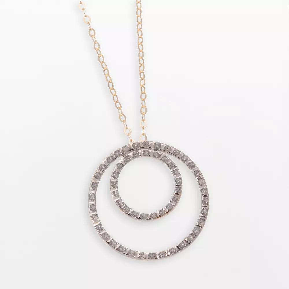 Diamond Fascination® 14k Gold Double-Circle Pendant, Women's, Size: 18" Product Image