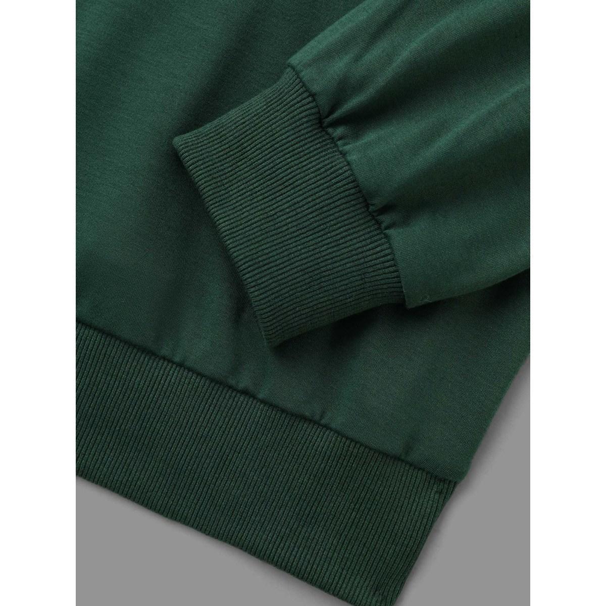Plus Size Bow-tie Detailing High Neck Sweatshirt Women DarkGreen Casual Contrast Round Neck Everyday Sweatshirts BloomChic 18-20/2X Product Image