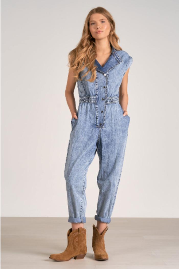SLEEVELESS DENIM JUMPSUIT Product Image