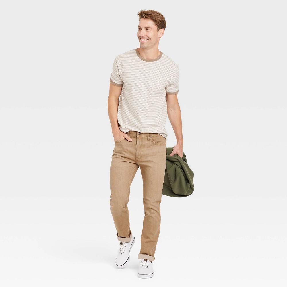 Men's Slim Fit Jeans - Goodfellow & Co™ Khaki 30x32: Midweight , Stretch Fabric, Mid Rise, Fly Button Closure Product Image