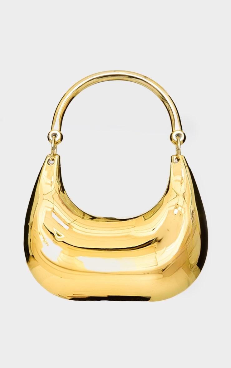 Gold Hard Smooth Curved Shoulder Bag Product Image