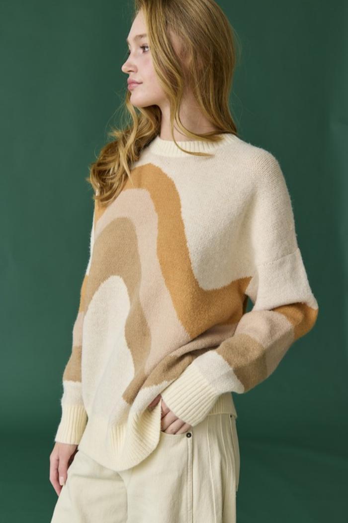 "Chloe" Wave Knit Sweater Product Image