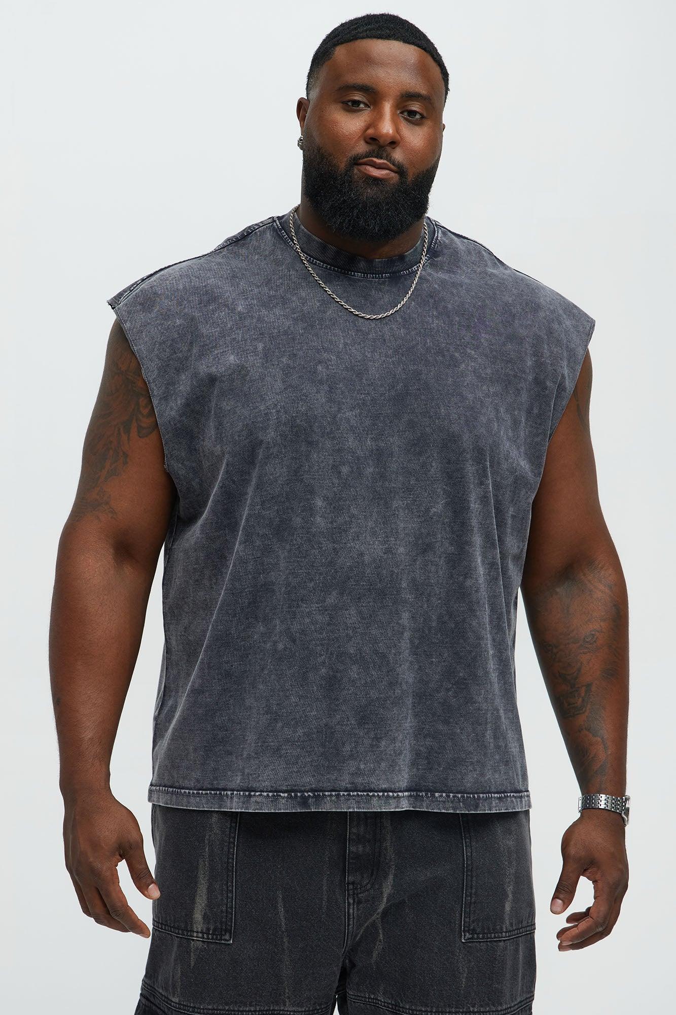 Relaxed Vintage Wash Heavyweight Muscle Tee - Black Wash Product Image