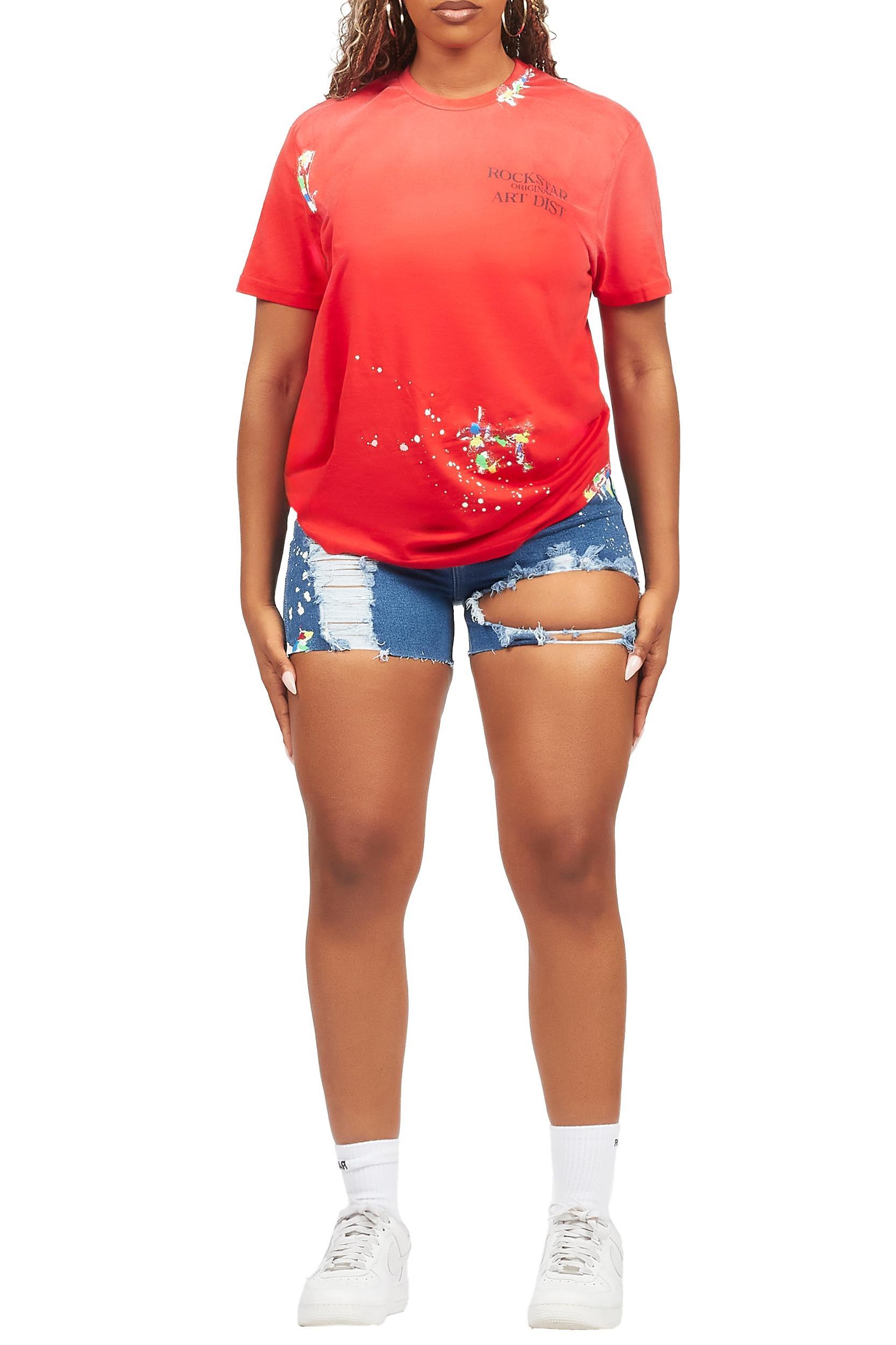 Lathoya Red/Blue Denim Short Set Female Product Image