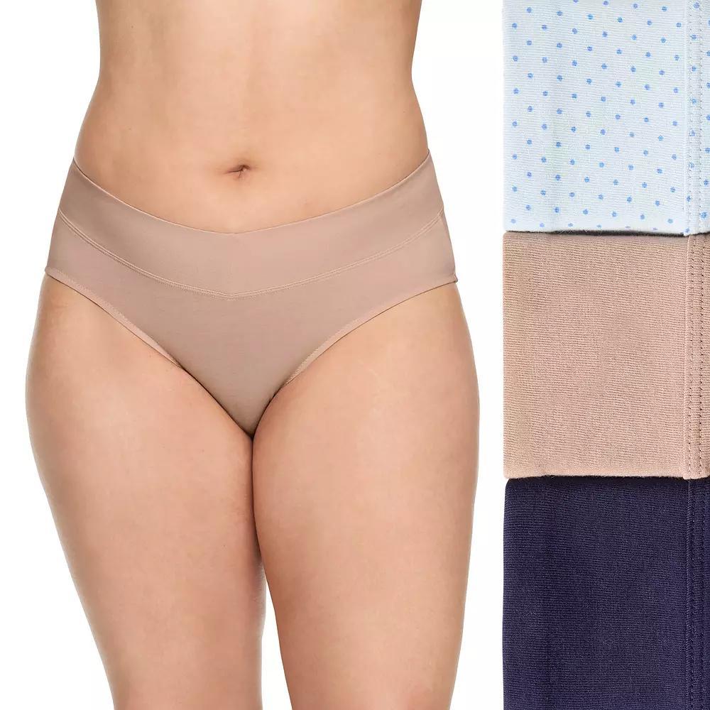 Women's Warners No Pinching No Problems® 3-pk. Dig-Free Mid-Waist Hipster Panty Set RU4403P, Size: Large, Evening Blue Product Image