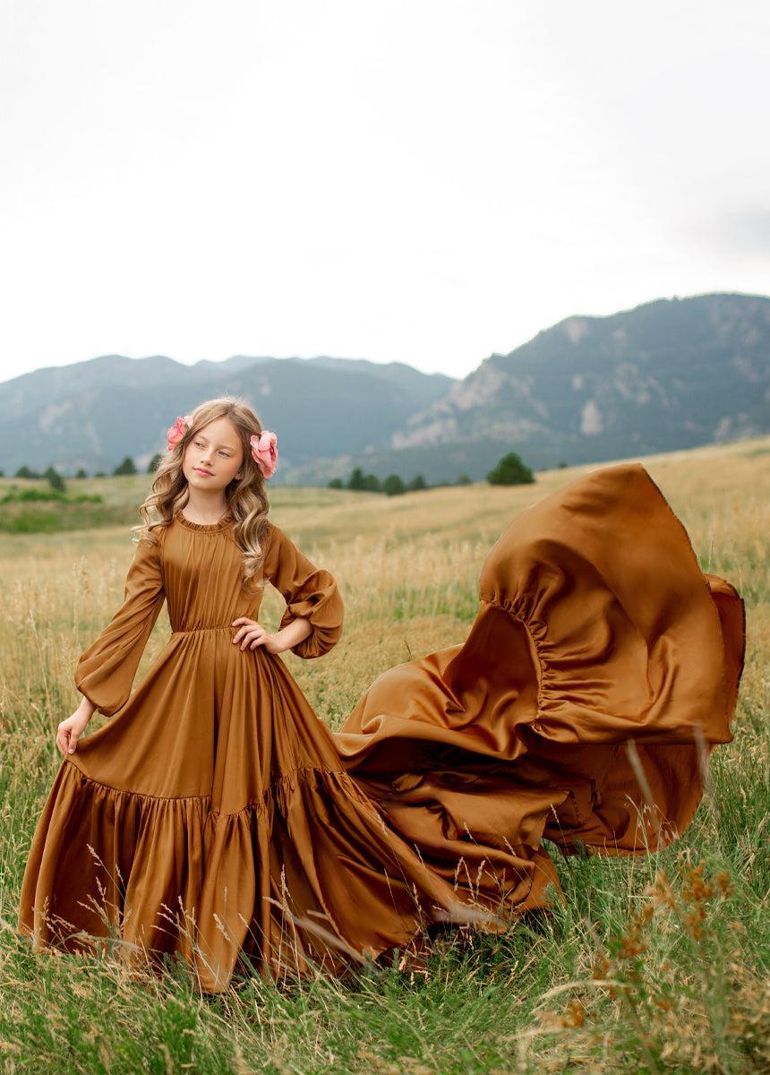 Leana Impact Dress in Dark Honey Girls Product Image