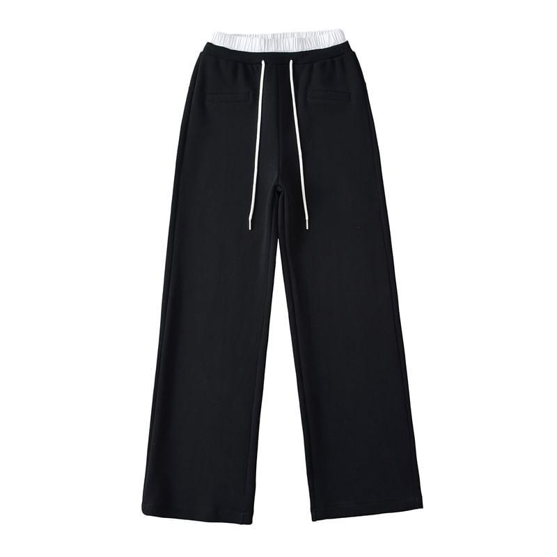 High Waist Mock Two Piece Wide Leg Pants Product Image