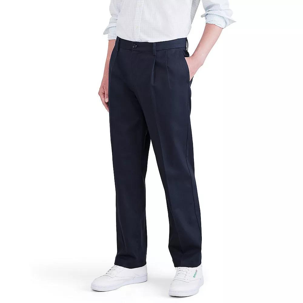 Big & Tall Dockers® Signature Iron Free Stain Defender Classic Fit Pleated Pants, Men's, Size: 44X30, Blue Blazer Product Image