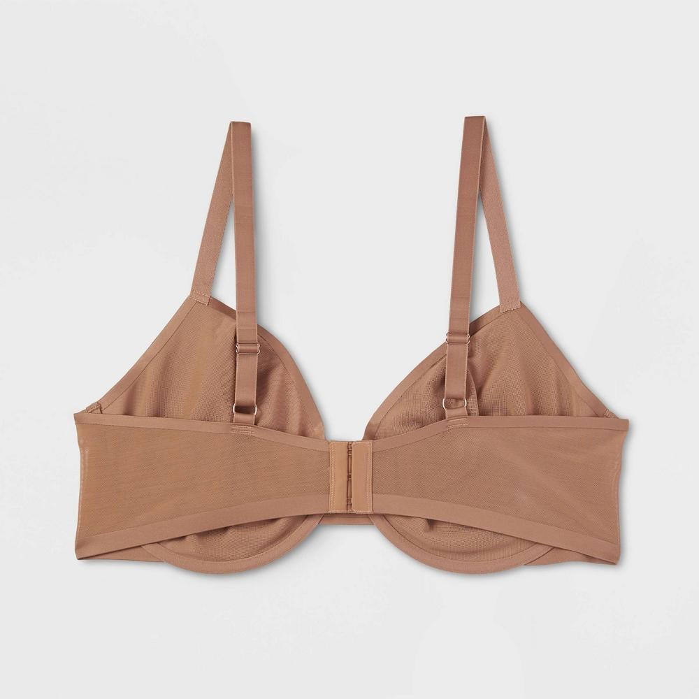 Womens Mesh Unlined Bra - Auden Brown 46C: Adjustable Strap, Underwire, Sheer Mesh Product Image