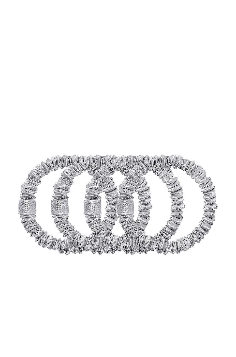 Skinny Scrunchies 4 Pack In Silver slip Product Image