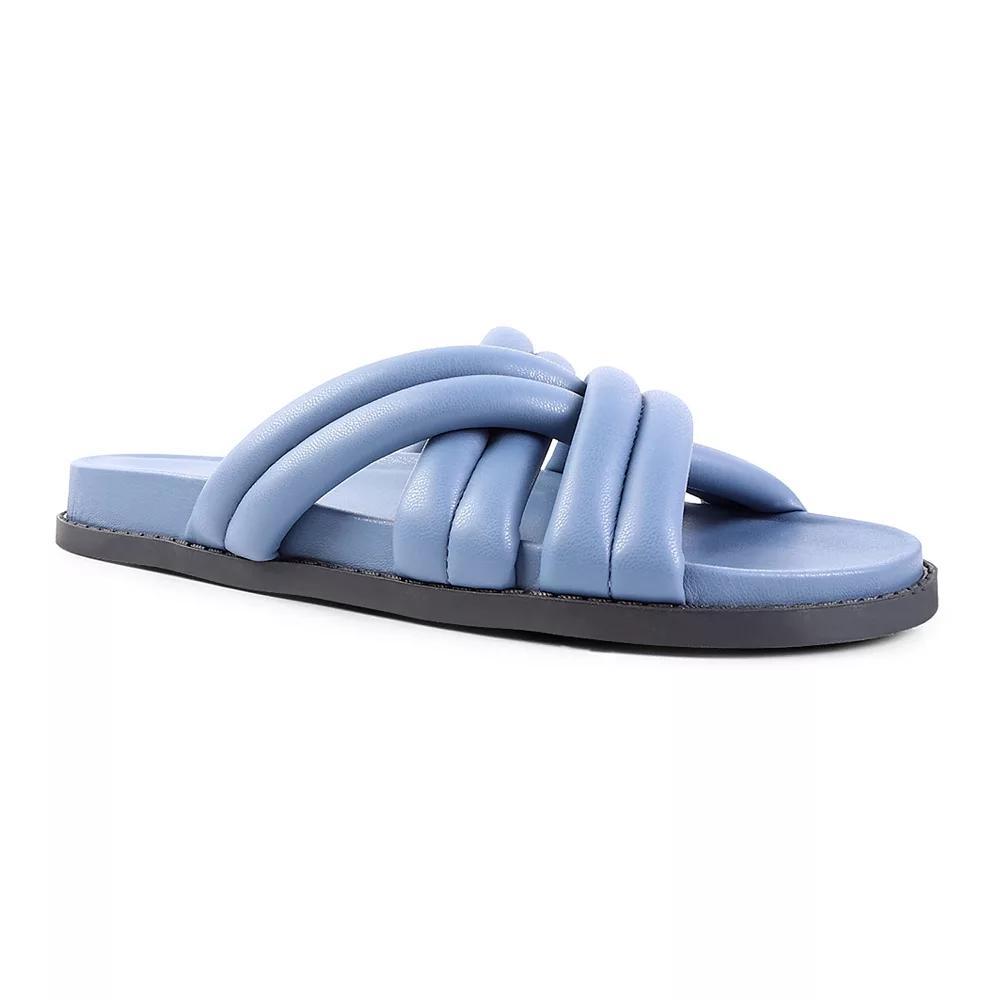 London Rag Women's Tora Quilted-Strap Slide Sandals, Size: 6, Blue Product Image