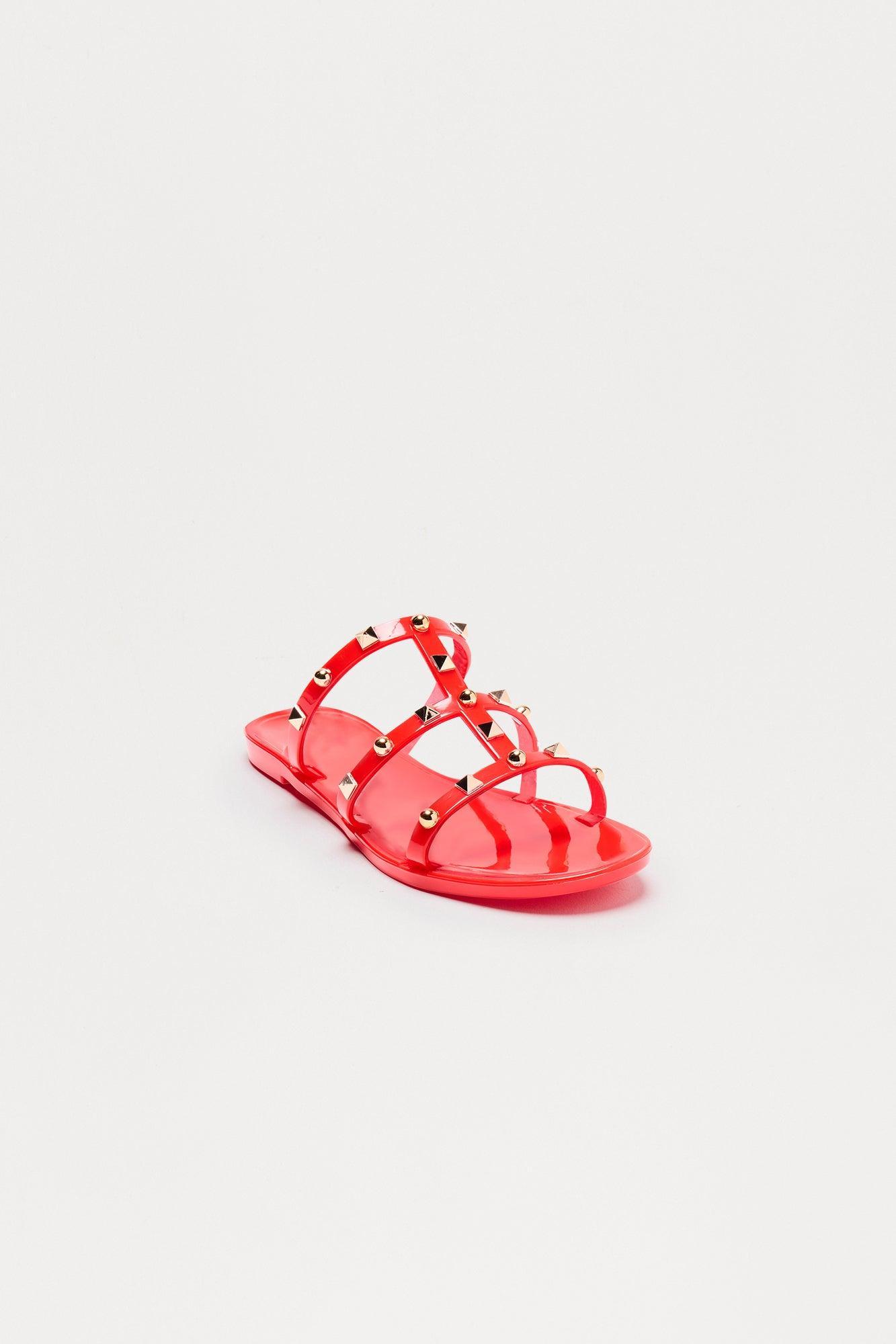 Eira Studded Sandals - Red Product Image
