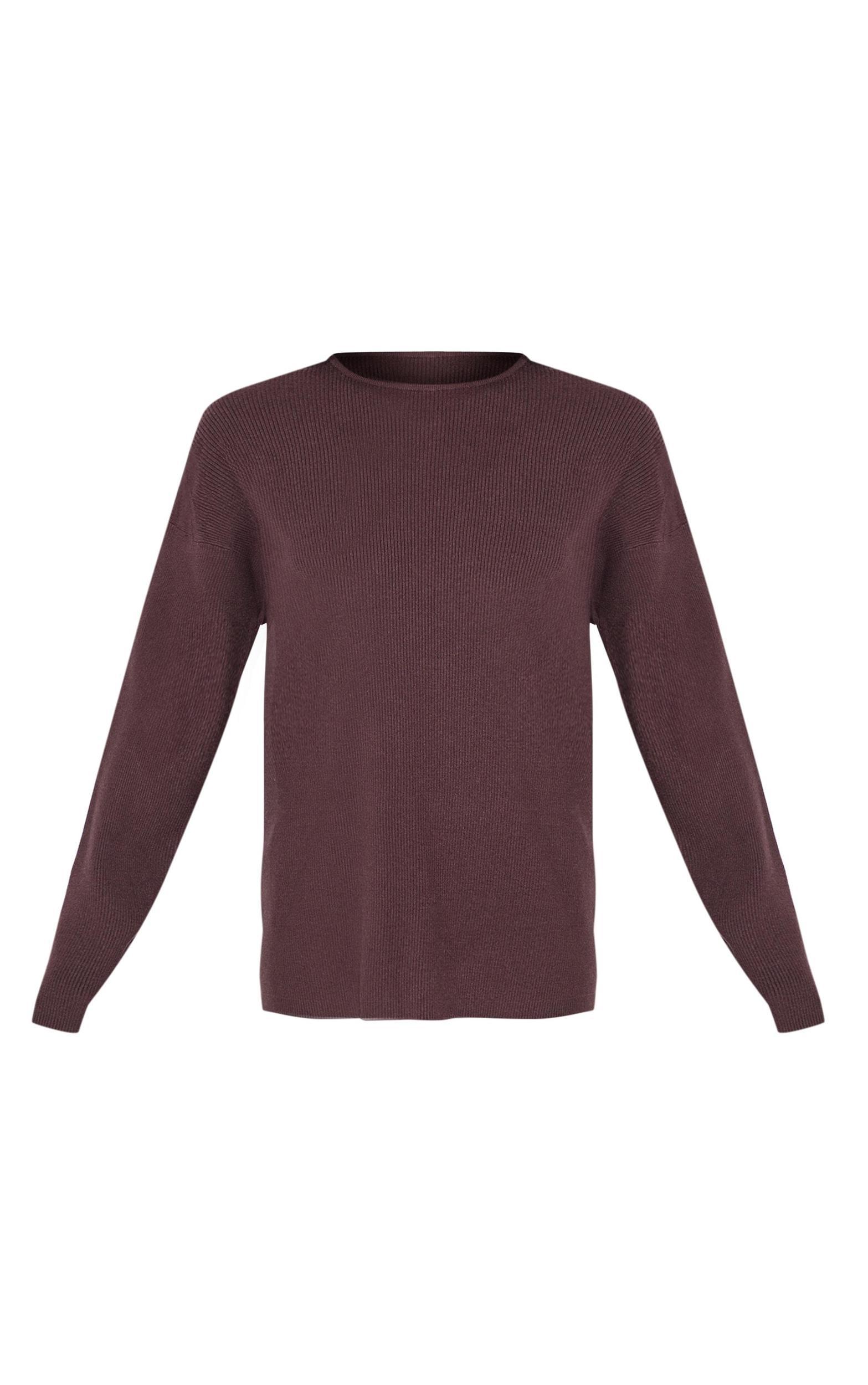 Chocolate Light Rib Knit Oversized Top Product Image