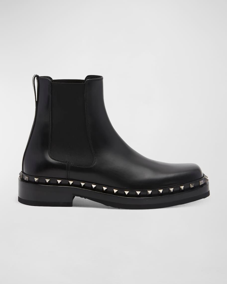 Mens M-Way Rockstud Ankle Boots in Calfskin Leather Product Image