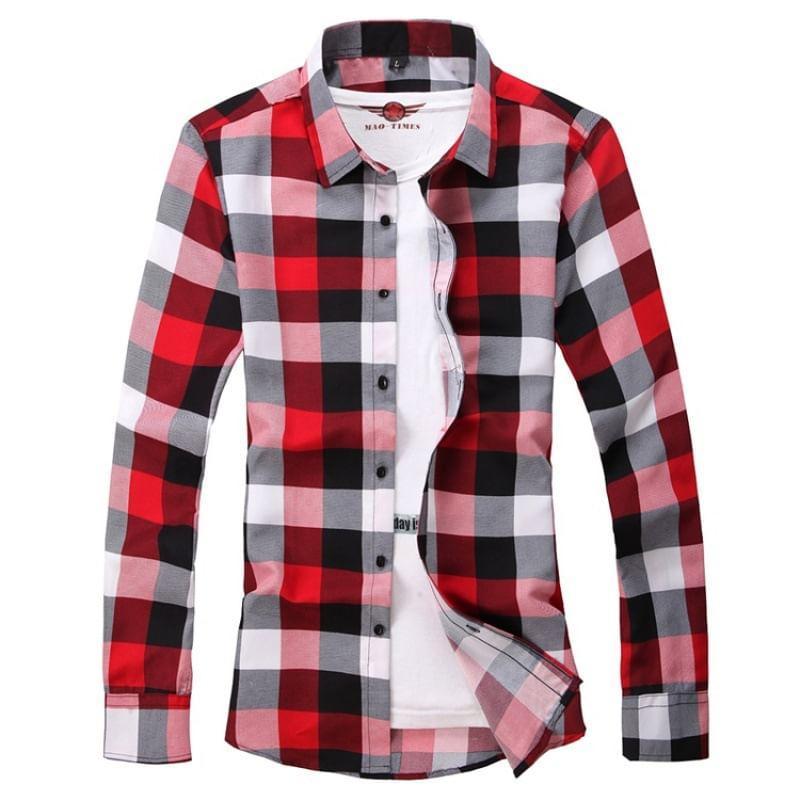 Long-Sleeve Plaid Shirt Product Image