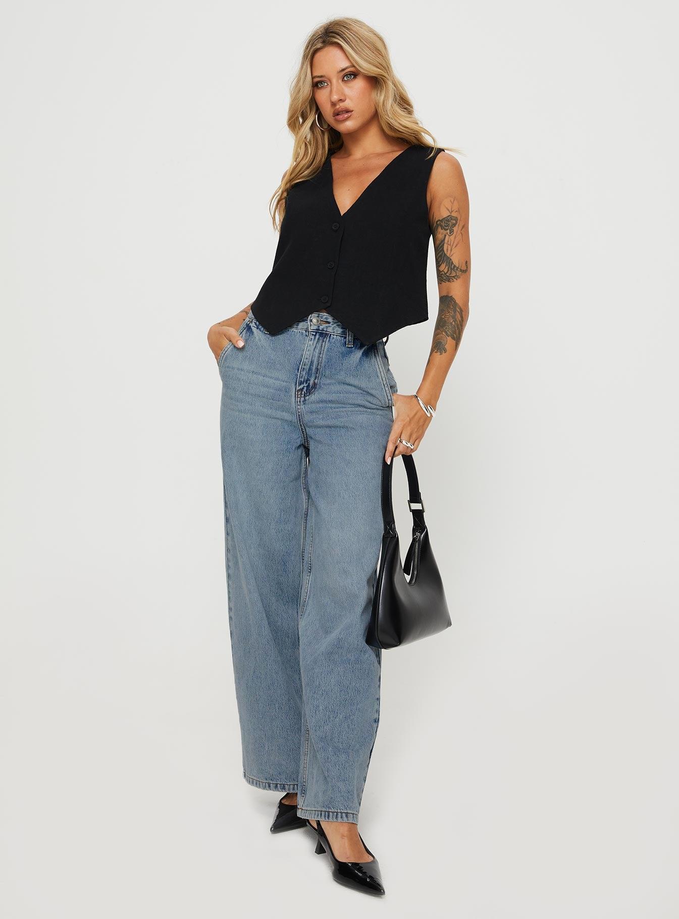 Jewelz High Rise Wide Leg Jeans Light Wash Product Image