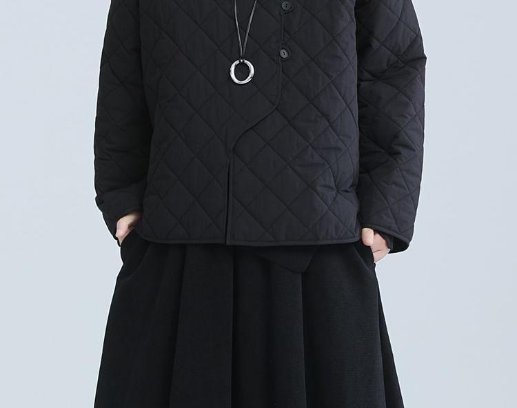 Plain Quilted Single-Breasted Jacket Product Image