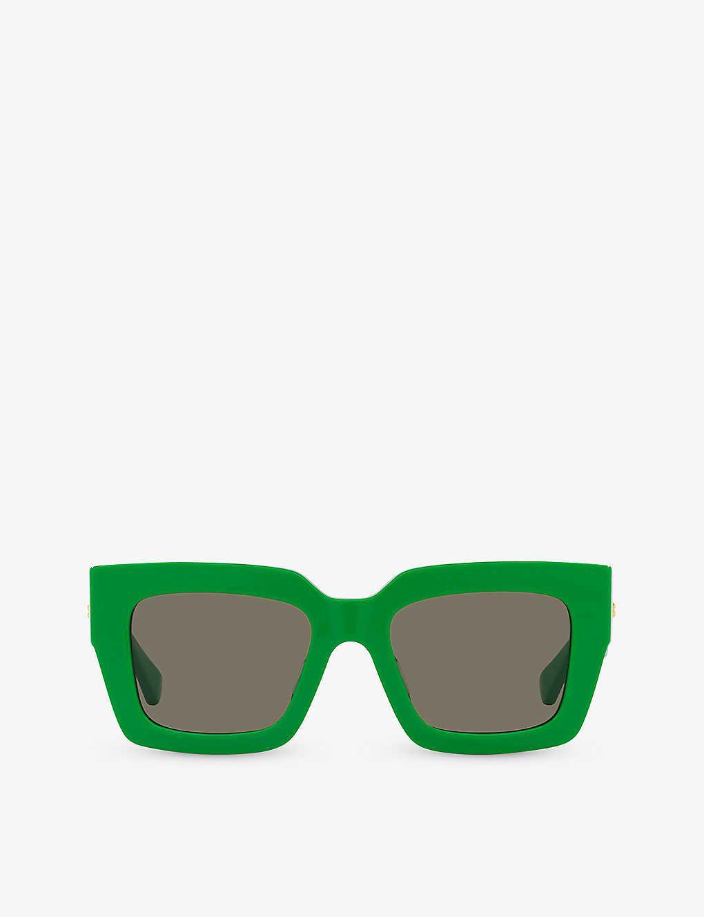 BOTTEGA VENETA Womens Green 6j000394 Bv1212s Rectangle-frame Acetate Sunglasses Product Image
