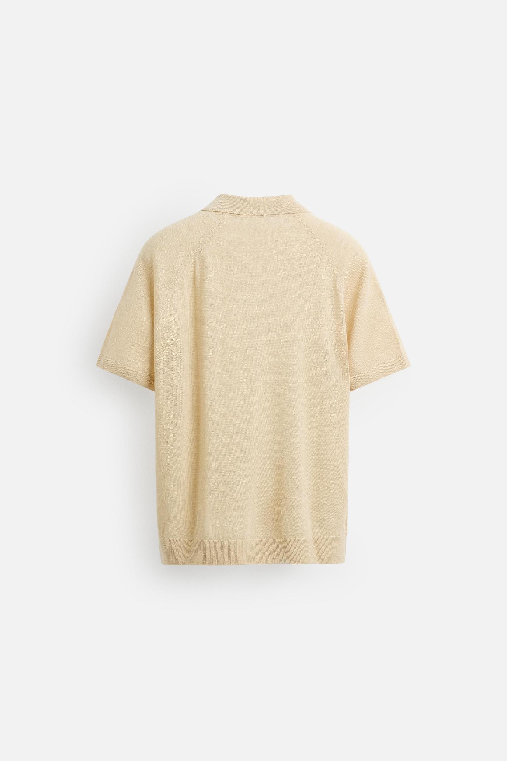 100% LINEN KNIT POLO SHIRT Product Image