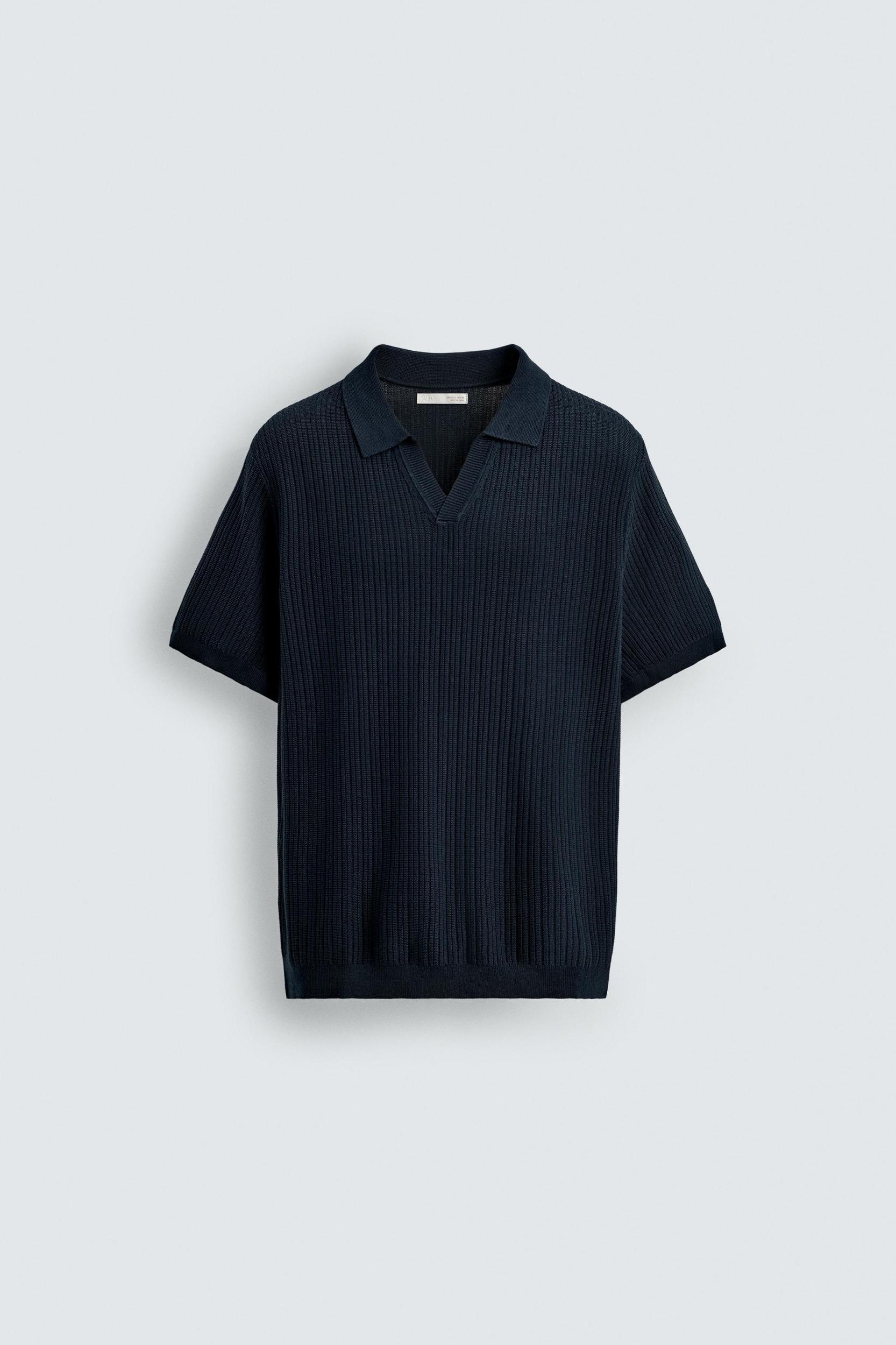 RIBBED KNIT POLO SHIRT Product Image