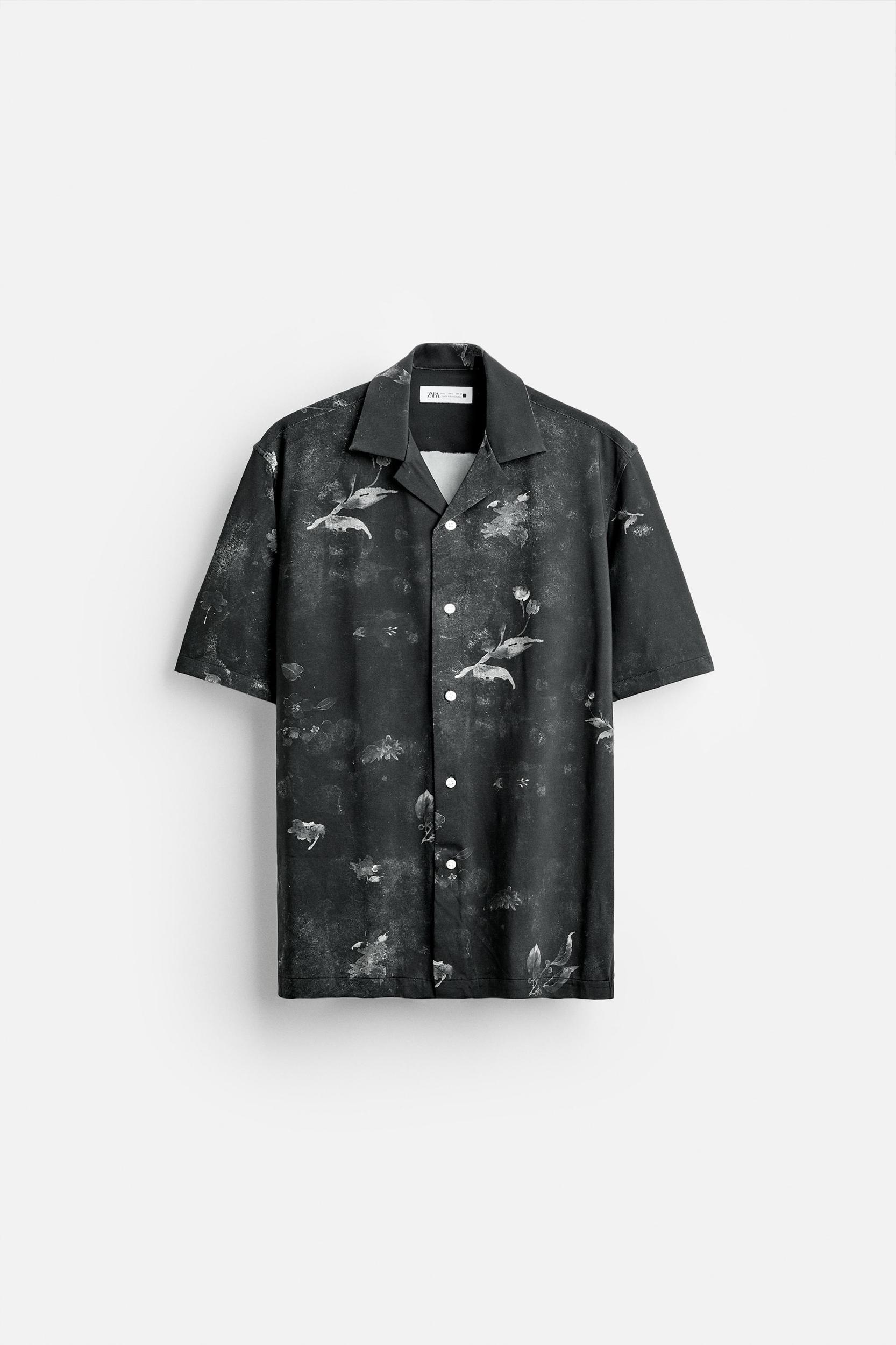 FLORAL PRINT STRETCH SHIRT Product Image