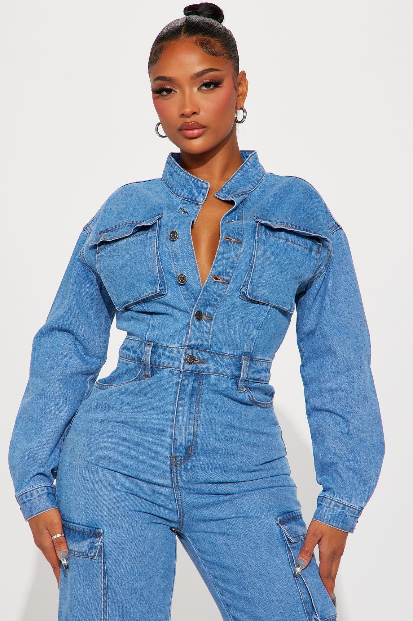Step Back Denim Jumpsuit  - Light Wash Product Image